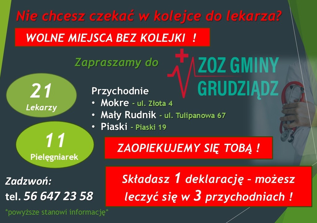 Wolne miejsca bez kolejki !
